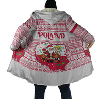 Poland Christmas Cloak with Santa Children Gingerbread Map Outline and Red Snowflake Knit Pattern Design - Wonder Print Shop
