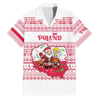 Poland Christmas Family Matching Mermaid Dress and Hawaiian Shirt with Santa Children Gingerbread Map Outline and Red Snowflake Knit Pattern Design - Wonder Print Shop