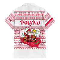 Poland Christmas Family Matching Mermaid Dress and Hawaiian Shirt with Santa Children Gingerbread Map Outline and Red Snowflake Knit Pattern Design - Wonder Print Shop