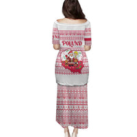 Poland Christmas Family Matching Puletasi and Hawaiian Shirt with Santa Children Gingerbread Map Outline and Red Snowflake Knit Pattern Design - Wonder Print Shop