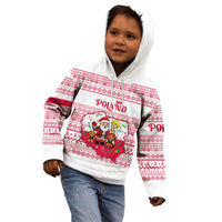 Poland Christmas Kid Hoodie with Santa Children Gingerbread Map Outline and Red Snowflake Knit Pattern Design - Wonder Print Shop