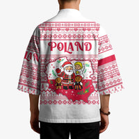 Poland Christmas Kimono with Santa Children Gingerbread Map Outline and Red Snowflake Knit Pattern Design - Wonder Print Shop