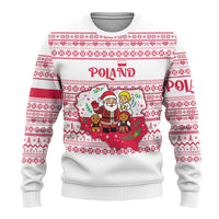 Poland Christmas Ugly Christmas Sweater with Santa Children Gingerbread Map Outline and Red Snowflake Knit Pattern Design - Wonder Print Shop