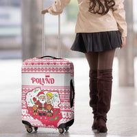 Poland Christmas Luggage Cover with Santa Children Gingerbread Map Outline and Red Snowflake Knit Pattern Design - Wonder Print Shop