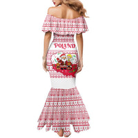 Poland Christmas Mermaid Dress with Santa Children Gingerbread Map Outline and Red Snowflake Knit Pattern Design - Wonder Print Shop