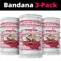 Poland Christmas Neck Gaiter with Santa Children Gingerbread Map Outline and Red Snowflake Knit Pattern Design - Wonder Print Shop