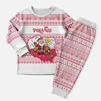 Poland Christmas Pajama Set with Santa Children Gingerbread Map Outline and Red Snowflake Knit Pattern Design - Wonder Print Shop