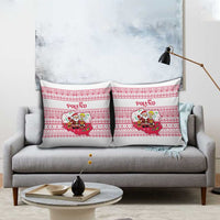 Poland Christmas Pillow Cover with Santa Children Gingerbread Map Outline and Red Snowflake Knit Pattern Design - Wonder Print Shop