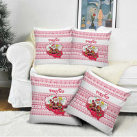 Poland Christmas Pillow Cover with Santa Children Gingerbread Map Outline and Red Snowflake Knit Pattern Design - Wonder Print Shop