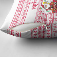 Poland Christmas Pillow Cover with Santa Children Gingerbread Map Outline and Red Snowflake Knit Pattern Design - Wonder Print Shop