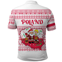 Poland Christmas Polo Shirt with Santa Children Gingerbread Map Outline and Red Snowflake Knit Pattern Design - Wonder Print Shop