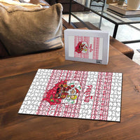 Poland Christmas Puzzle with Santa Children Gingerbread Map Outline and Red Snowflake Knit Pattern Design - Wonder Print Shop
