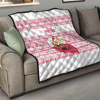Poland Christmas Quilt with Santa Children Gingerbread Map Outline and Red Snowflake Knit Pattern Design - Wonder Print Shop