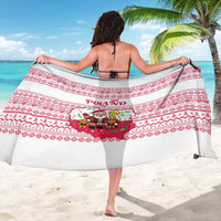 Poland Christmas Sarong with Santa Children Gingerbread Map Outline and Red Snowflake Knit Pattern Design - Wonder Print Shop