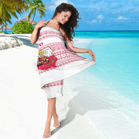 Poland Christmas Sarong with Santa Children Gingerbread Map Outline and Red Snowflake Knit Pattern Design - Wonder Print Shop