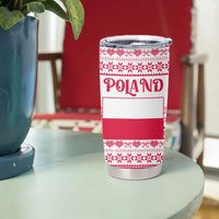 Poland Christmas Tumbler Cup with Santa Children Gingerbread Map Outline and Red Snowflake Knit Pattern Design - Wonder Print Shop