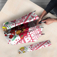 Poland Christmas Umbrella with Santa Children Gingerbread Map Outline and Red Snowflake Knit Pattern Design - Wonder Print Shop