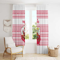Poland Christmas Window Curtain with Santa Children Gingerbread Map Outline and Red Snowflake Knit Pattern Design - Wonder Print Shop