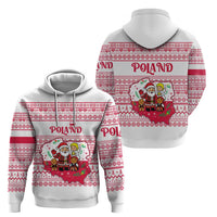 Poland Christmas Zip Hoodie with Santa Children Gingerbread Map Outline and Red Snowflake Knit Pattern Design - Wonder Print Shop
