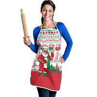 Italy Christmas Apron with Pizza Chef Santa Leaning Tower Colosseum and Red Green Holiday Pattern Design - Wonder Print Shop