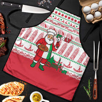 Italy Christmas Apron with Pizza Chef Santa Leaning Tower Colosseum and Red Green Holiday Pattern Design - Wonder Print Shop