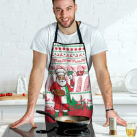 Italy Christmas Apron with Pizza Chef Santa Leaning Tower Colosseum and Red Green Holiday Pattern Design - Wonder Print Shop