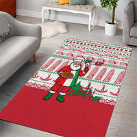 Italy Christmas Area Rug with Pizza Chef Santa Leaning Tower Colosseum and Red Green Holiday Pattern Design - Wonder Print Shop