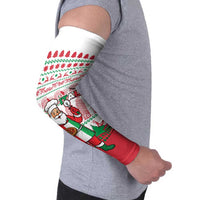 Italy Christmas Arm Sleeves with Pizza Chef Santa Leaning Tower Colosseum and Red Green Holiday Pattern Design - Wonder Print Shop