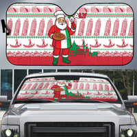 Italy Christmas Auto Sun Shade with Pizza Chef Santa Leaning Tower Colosseum and Red Green Holiday Pattern Design - Wonder Print Shop