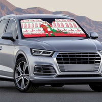 Italy Christmas Auto Sun Shade with Pizza Chef Santa Leaning Tower Colosseum and Red Green Holiday Pattern Design - Wonder Print Shop