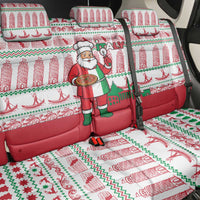 Italy Christmas Back Car Seat Cover with Pizza Chef Santa Leaning Tower Colosseum and Red Green Holiday Pattern Design - Wonder Print Shop