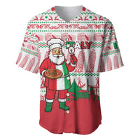 Italy Christmas Baseball Jersey with Pizza Chef Santa Leaning Tower Colosseum and Red Green Holiday Pattern Design - Wonder Print Shop