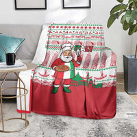 Italy Christmas Blanket with Pizza Chef Santa Leaning Tower Colosseum and Red Green Holiday Pattern Design - Wonder Print Shop