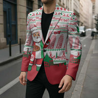 Italy Christmas Blazer with Pizza Chef Santa Leaning Tower Colosseum and Red Green Holiday Pattern Design - Wonder Print Shop