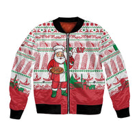 Italy Christmas Bomber Jacket with Pizza Chef Santa Leaning Tower Colosseum and Red Green Holiday Pattern Design - Wonder Print Shop