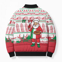 Italy Christmas Bomber Puffer Jacket with Pizza Chef Santa Leaning Tower Colosseum and Red Green Holiday Pattern Design - Wonder Print Shop