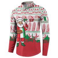 Italy Christmas Button Sweatshirt with Pizza Chef Santa Leaning Tower Colosseum and Red Green Holiday Pattern Design - Wonder Print Shop