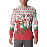 Italy Christmas Button Sweatshirt with Pizza Chef Santa Leaning Tower Colosseum and Red Green Holiday Pattern Design - Wonder Print Shop