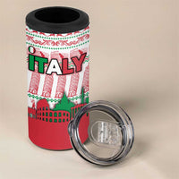 Italy Christmas 4 in 1 Can Cooler Tumbler with Pizza Chef Santa Leaning Tower Colosseum and Red Green Holiday Pattern Design - Wonder Print Shop