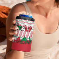 Italy Christmas 4 in 1 Can Cooler Tumbler with Pizza Chef Santa Leaning Tower Colosseum and Red Green Holiday Pattern Design - Wonder Print Shop