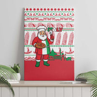 Italy Christmas Canvas Wall Art with Pizza Chef Santa Leaning Tower Colosseum and Red Green Holiday Pattern Design - Wonder Print Shop