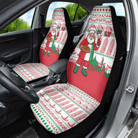 Italy Christmas Car Seat Cover with Pizza Chef Santa Leaning Tower Colosseum and Red Green Holiday Pattern Design - Wonder Print Shop