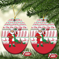 Italy Christmas Ceramic Ornament with Pizza Chef Santa Leaning Tower Colosseum and Red Green Holiday Pattern Design - Wonder Print Shop