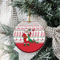 Italy Christmas Ceramic Ornament with Pizza Chef Santa Leaning Tower Colosseum and Red Green Holiday Pattern Design - Wonder Print Shop