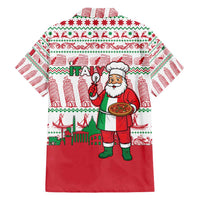 Italy Christmas Family Matching Off Shoulder Maxi Dress and Hawaiian Shirt with Pizza Chef Santa Leaning Tower Colosseum and Red Green Holiday Pattern Design - Wonder Print Shop
