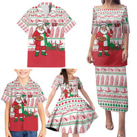 Italy Christmas Family Matching Puletasi and Hawaiian Shirt with Pizza Chef Santa Leaning Tower Colosseum and Red Green Holiday Pattern Design - Wonder Print Shop