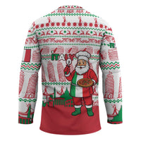 Italy Christmas Hockey Jersey with Pizza Chef Santa Leaning Tower Colosseum and Red Green Holiday Pattern Design - Wonder Print Shop