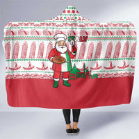 Italy Christmas Hooded Blanket with Pizza Chef Santa Leaning Tower Colosseum and Red Green Holiday Pattern Design - Wonder Print Shop