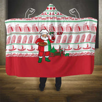 Italy Christmas Hooded Blanket with Pizza Chef Santa Leaning Tower Colosseum and Red Green Holiday Pattern Design - Wonder Print Shop