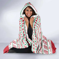 Italy Christmas Hooded Blanket with Pizza Chef Santa Leaning Tower Colosseum and Red Green Holiday Pattern Design - Wonder Print Shop